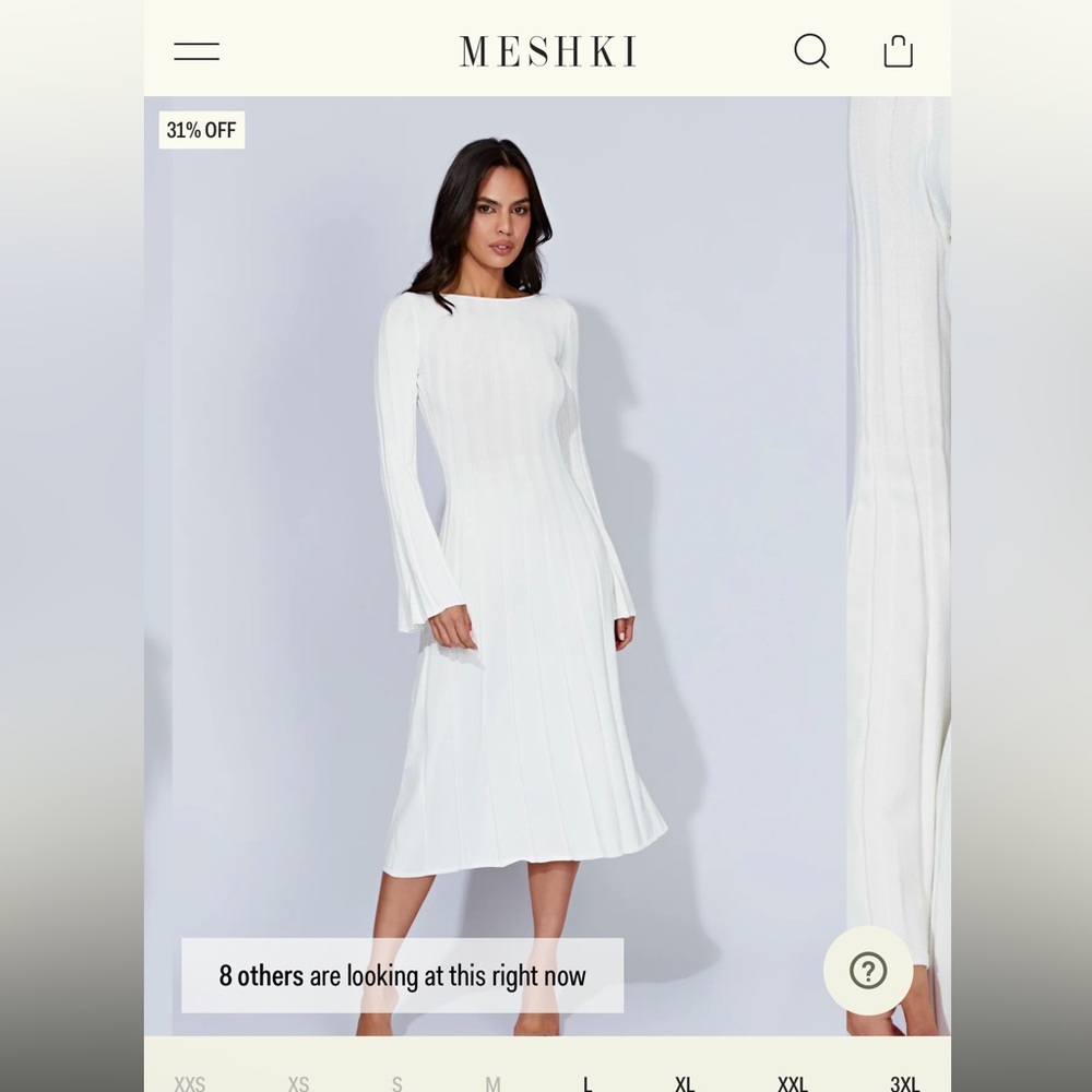 Juniper Flare Sleeve Knit Midi Dress - White Medium from Meshki